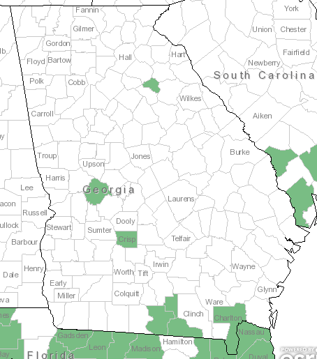 The Georgia range of Bidens mitis